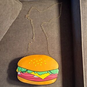 Cheeseburger Crossbody Bag with Gold Chain